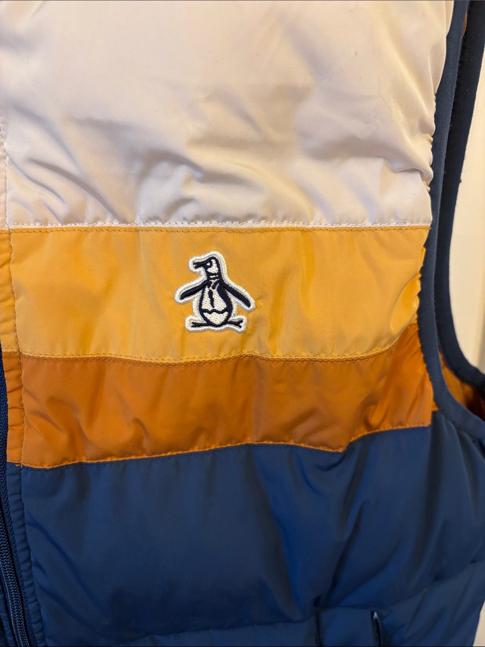 Original Penguin Navy, Mustard & Cream Colorblock Puffer Vest - Picture 3 of 6
